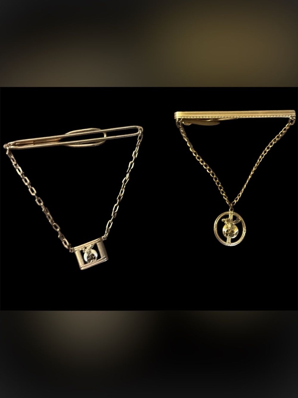 Vintage Shriner Tie Bars Hickok & Swank Gold Tone Masonic Lot of 2